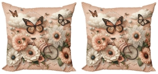 Abakuhaus Kissenbezüge Modern Accent Doppelseitiger Digitaldruck, (2 Stück), Blumiger Eukalyptus Romantischer Garten mit zarten Wolken