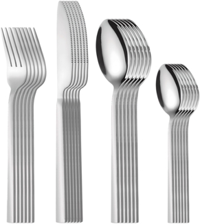 24-teiliges Besteckset für 6 Personen, Edelstahl, inklusive Gabeln, Messer und Löffel. Geeignet für Camping, Familie, Partys und Restaurants. Spülmaschinenfest.