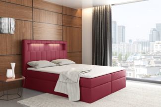 99rooms Florinda Boxspringbett Velours 140x200 cm Bordeaux