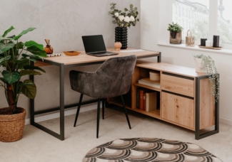 möbelvita Eckschreibtisch Schreibtisch Portland 37A in Artisan Oak / anthrazit - Eckschreibtisch