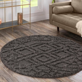 Sanat Hochflor-Teppich Luxus 3506, rund, Höhe: 30 mm, robuster Langflor, weich, Wohnzimmer, Schlafzimmer