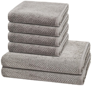 Cawö Pure 6 tlg. Frottier-Set - 4 X Handtuch (50 X 100cm), 2 X Duschtuch (80 X 150cm) - 494 g/m2 - Stein