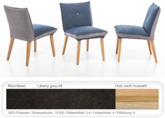 Polsterstuhl Gerit 1 Rücken mit Knopf Esszimmerstuhl Massivholzstuhl Eiche bianco, Liberty grey