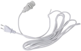 Lampenfassung E14 -Lacy mit Stecker, weiß, Textilkabel, 350cm