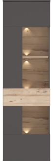 FORTE Como Vitrine mit LED Beleuchtung, Holzwerkstoff, Grau/Braun/Braun, 60,4 x 203,3 x 41,3 cm