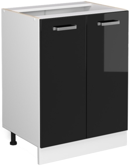 Unterschrank R-Line Schwarz Hochglanz 60 cm mit Türen, ohne Arbeitsplatte Vicco