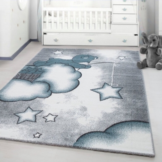 Ayyildiz Teppiche Kinderteppich Kids 580, rechteckig, Höhe: 12 mm, auch in rund, Teddybär, Sterne Design, Kurzflor