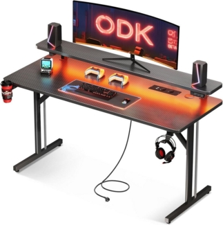 ODK Gamingtisch ODK Gaming Tisch mit LED Beleuchtung, Carbon Fiber Schwarz, 120cm