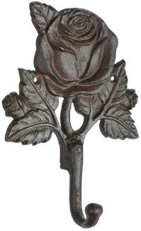 Linoows Wandhaken Wandhaken, Haken mit Rosenblüte, Garderobenhaken, alle Räume, (1-St), Wandhaken Rose im Antikstil aus Gusseisen