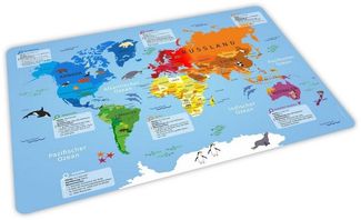 nikima Platzset stabiles Vinyl Tischset - Weltkarte Kinder Platzset abwaschbar, (1-St)