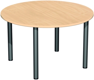 Konferenztisch Rundfuß, Kreisform, 120x80cm, Buche Anthrazit
