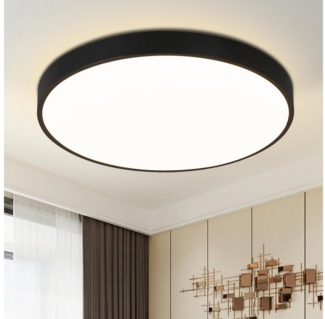 Nettlife LED Panel Schwarz Rund Flach Ø21cm Modern 12W Deckenleuchte, LED fest integriert, Warmweiß, Küche Flur Keller Schlafzimmer Büro Wohnzimmer