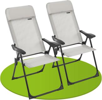 Juskys Campingstuhl 2er Set Torri mit verstellbarer Rückenlehne - Alu Gartenstuhl klappbar - Camping Hochlehner - 2 Gartenstühle Grau