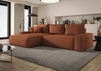 Ecksofa Schlafsofa Sofa WALKEN Stoff Aragon Rostbraun Ottomane Links