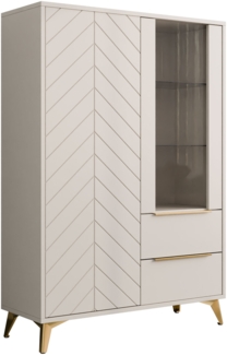 Vitrine Xylix 2D2SZ mit 2 Drehtüren und 2 Schubladen (Farbe: Sandbeige)