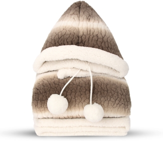 Bestlivings Kuscheldecke mit Kapuze 130 x 180 cm in Braun für Kinder und Erwachsene, TV-Decke, Sherpa Decke in Felloptik