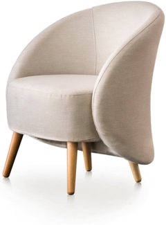 Dmora Alla-Sessel, Design-Loungesessel, 100 % Made in Italy, Relaxsessel aus gepolstertem Stoff, 70 x 60 x 80 cm, Beige
