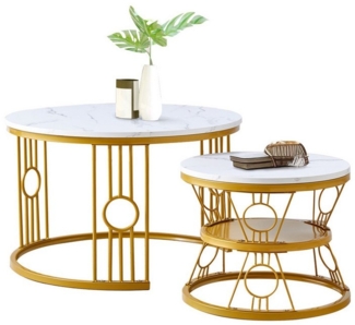 OKWISH Couchtisch Wohnzimmertisch Sofatisch (Couchtisch Satz Marmor Furnier Sofa Seite Nest von Tischen, 2-St), Keine Lötstellenstruktur