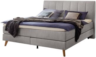 Fernanda Boxspringbett grau Eiche MassivholzPolyester/Polyamid/Viskose 214cm x 143cm x 115cm