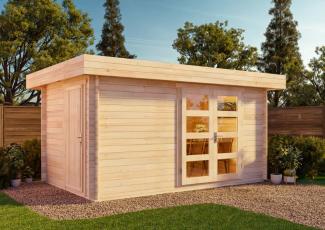 Alpholz 2-Raum Gartenhaus Kampen Gartenhaus aus Holz Holzhaus mit 28 mm Wandstärke Blockbohlenhaus mit Montagematerial