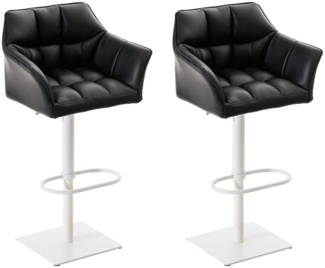 2er Set Barhocker SIHAR - Kunstleder Schwarz 64 x 45 x 88 cm Weiß | Barstuhl Höhenverstellbar Mit Lehne Drehbar Tresenhocker Tresenstuhl Kneipenhocker