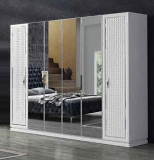 JVmoebel Kleiderschrank Eleganter Holzschrank mit Spiegel für Garderobe in Weiß, Italien Made in Europa