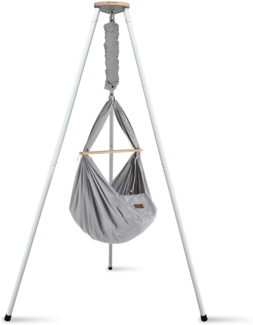 Federwiege mit Tipi Bio Grey Weiß Kunstfaser