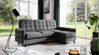 AX LIVING Ecksofa Grau mit Schlaffunktion Yosmio L-Form 225 cm R