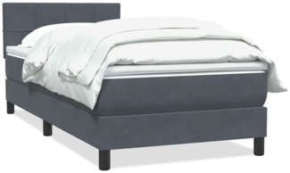 vidaXL Boxspringbett mit Matratze Dunkelgrau 80x220 cm Samt 3316234
