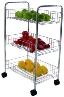 MSV 110277 Küchenwagen mit 3 Ebenen verchromt aus Stahl, Silber, 62 x 40 x 26 cm