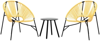 vidaXL Gartenstuhl-Set 3-tlg. Schwarz und Gelb Poly Rattan 4009295