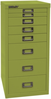 Bisley Multidrawer Schubladenschrank aus Metall mit 8 Schubladen DIN A4 ohne Sockel - Farbe: Grün, L298-604