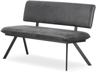 B&D home Sitzbank JUNA | Esszimmerbank 140cm gepolstert mit Rückenlehne Metallgestell für Esszimmer, Flur | industrial | Wildleder Optik Anthrazit