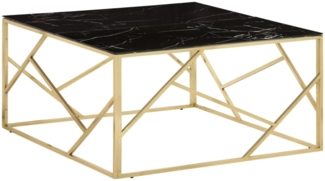vidaXL Couchtisch Golden Edelstahl und Hartglas 349956