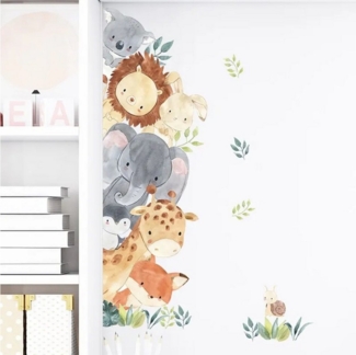 Montegoni Wandsticker Wandsticker Kinder Tier Wandsticker,Wandtattoo mit Waldtieren 93462 (Wandtattoo für Kinderzimmer, Peep Tiere Elefant Giraffe Kaninchen Wandaufkleber), Kindergarten Home Dekoration