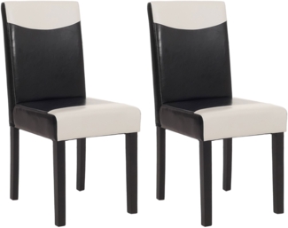 2er-Set Esszimmerstuhl Stuhl Küchenstuhl Littau ~ Kunstleder, schwarz-weiß, dunkle Beine