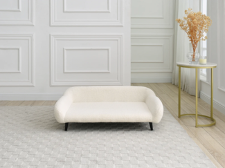 Vente-unique - Tiersofa - 99 x 61 cm - Bouclé-Stoff & Metallgestell - Cremeweiß - ZOLIA