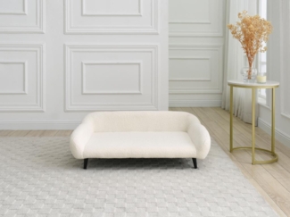 Vente-unique - Tiersofa - 99x61 cm - Bouclé-Stoff & Metallgestell - Cremeweiß - ZOLIA
