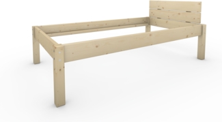 Pfostenbett Massivholzbett (Fichte) "Daybett" 100 x 190 cm 48 cm Holzbett 300kg