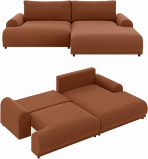 Ecksofa Lounge Schlaffunktion Bettkasten moderne L-Couch Ecke Rechts Terracotta