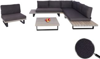 Garten-Garnitur mit Sessel HWC-H54, Lounge-Set Sofa, Spun Poly Akazie Holz FSC® Aluminium ~ grau, Polster dunkelgrau