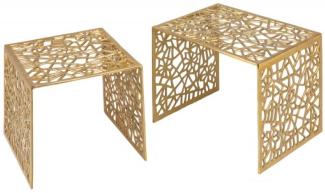 Design Couchtisch 2er Set RIAS Aluminium ca. 50cm gold