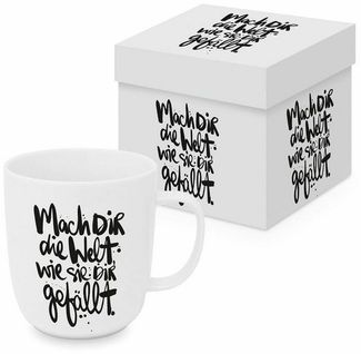 PPD Tasse Mach dir die Welt Matte Mug 400 ml, Bone China