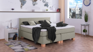 Meisterbetten Boxspringbett Vita 160x220 in W-Silver Grey, Matratzenbezug Nano, Komfortschaum-Topper