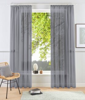 my home Gardine XANA mit Ösen, Kräuselband oder Schlaufen, Kräuselband (1 St), halbtransparent, Voile, Bestseller, einfarbig, 1 bzw. 2 Schals, pflegeleicht, Schal