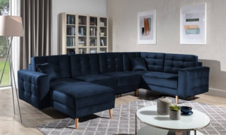 Wohnlandschaft Asgard U Dunkelblau – Sofa mit Stauraum