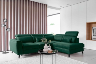 Ecksofa Noble mit Schlaffunktion, Bettkasten und Nube-Bezug