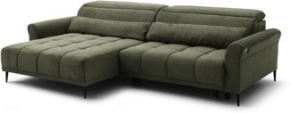 Wohnlandschaft >Wolve< elektr. Sitzverstellung, 2 Kissen, Cord grün - 277x108x179cm (BxHxT)