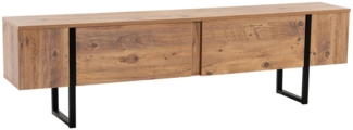 Dmora Fernsehschrank Lilith, Ständer für Wohnzimmerfernseher, Niedriges Wohnzimmer-Sideboard, TV-Ständerbasis, 180x30 h50 cm, Kiefer und Schwarz