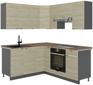 Eckküche Fame-Line Eiche Paneel/Anthrazit 190 x 60 cm , AP Eiche Vicco